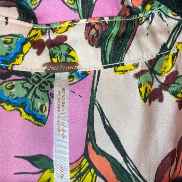 Free People Floral Button Up Blouse Size Small Pre-owned - Picture 4 of 5